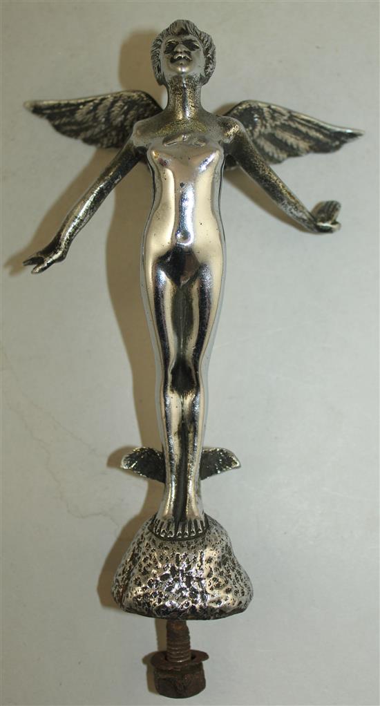 A 1930s chrome plated car mascot, 7in.